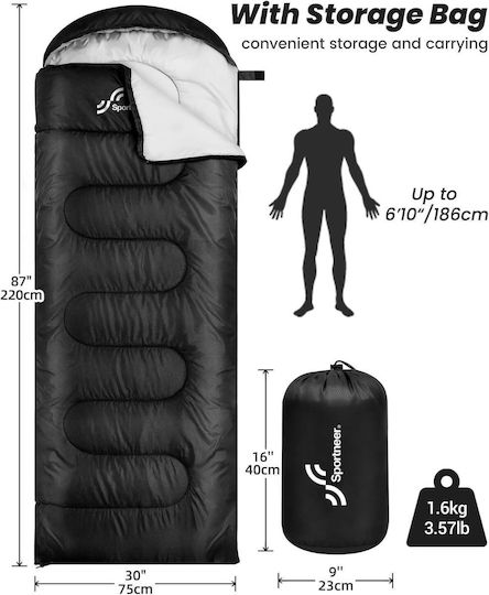 Sportneer Sleeping Bag Μονό Black