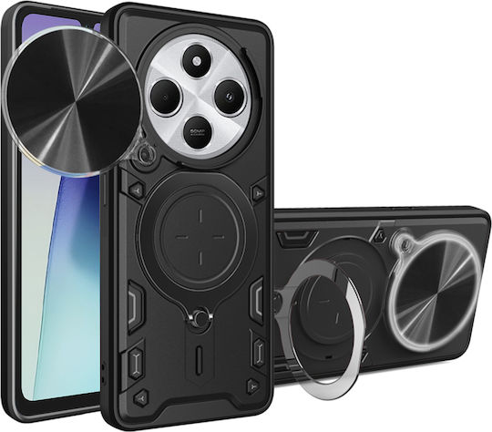 Techsuit Umschlag Rückseite Metallisch Schwarz (Redmi 14C / Poco C75)