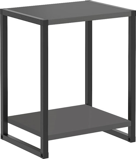 Bedside Table Gina Wooden With Metal Legs Grey 39x30x48cm