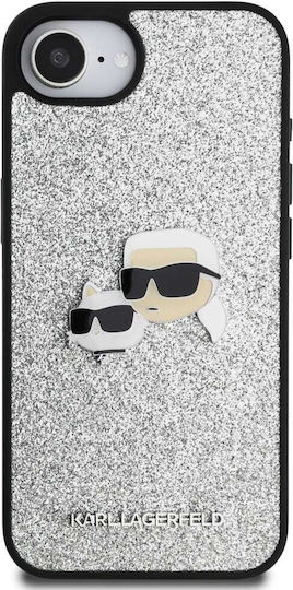 Karl Lagerfeld Ikonik Metal Pin Silicone Plastic Silver Back Cover (iPhone 17e / 16e)