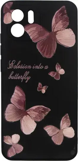 Vivid Silicone Case Redmi A2 Butterfly Black Pink 5213015674295