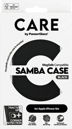CARE by PanzerGlass Fashion Magsafe iPhone 16e Back Cover Silicone / Plastic Black