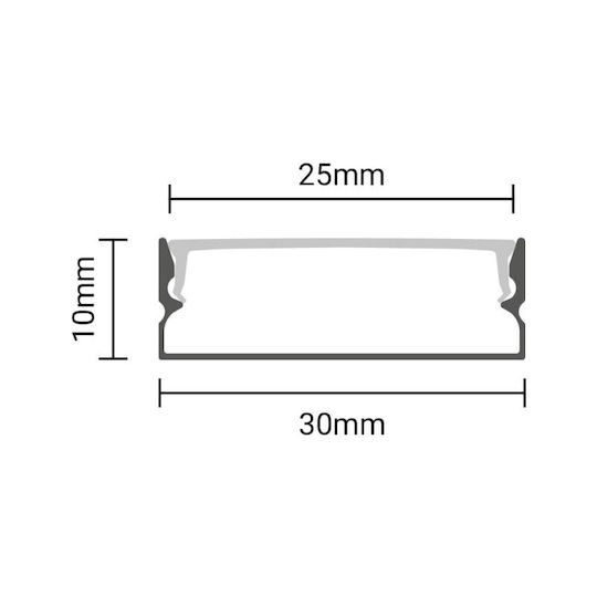 Eurospot Aluminiumprofil für LED-Streifen mit Opal Abdeckung 200x3x1cm