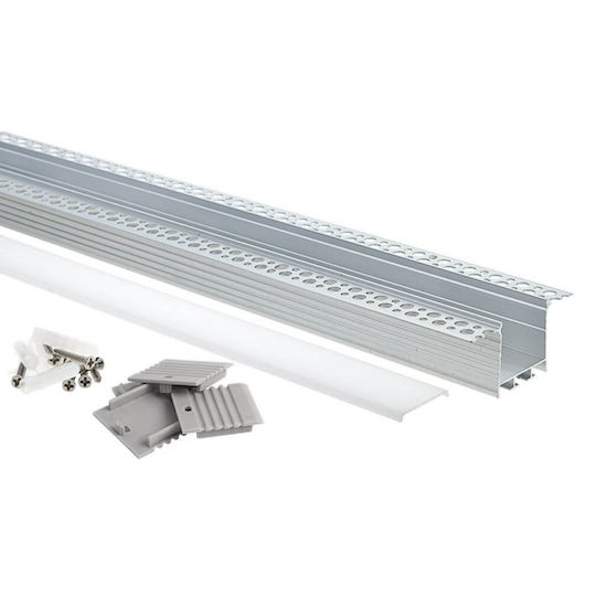 Eurospot Aluminum Profile for LED Strip with Opal Cover for Drywall 200x7.1x3.5cm