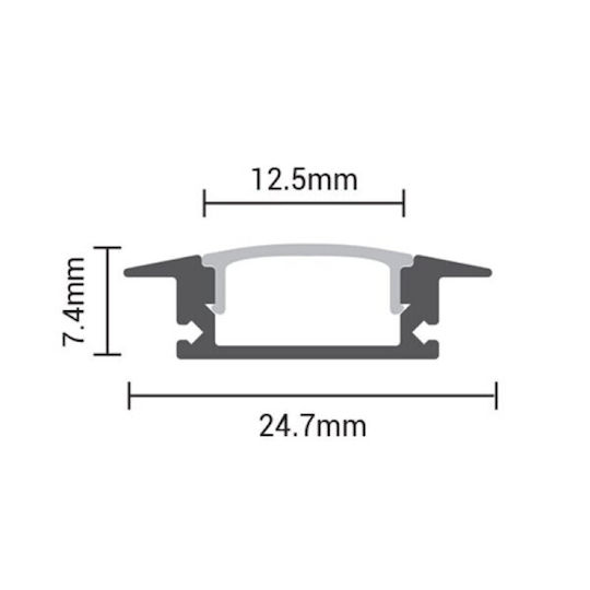 Eurospot Încastrat Profil din Aluminiu pentru Bandă LED cu Opal Acoperire 200x2.4x0.7cm.