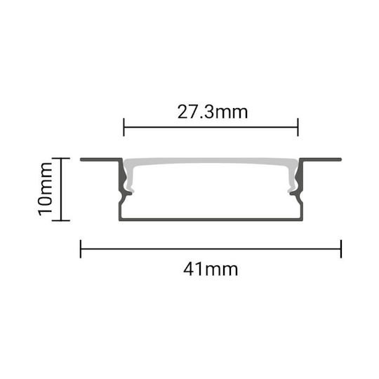 Eurospot Aluminiumprofil für LED-Streifen mit Opal Abdeckung 200x4.1x1cm