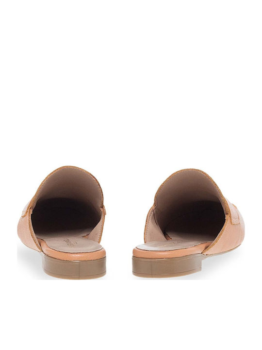 Leder Mules mit Absatz Salmon