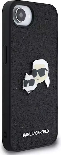 Karl Lagerfeld Glitter Karl&Choupette Umschlag Rückseite Metallisch Schwarz iPhone 17e / 16e