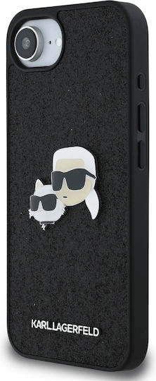 Karl Lagerfeld Glitter Karl&Choupette Umschlag Rückseite Metallisch Schwarz iPhone 17e / 16e