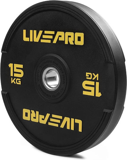 Live Pro Bumper Plate Olympic Type Rubber 1 x 15kg Φ50mm