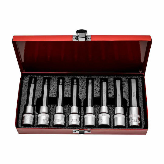 Allen Chrome Vanadium Long Walnut with Allen Head and Socket 1/2'' H10 / H12 / H14 / H4 / H5 / H6 / H7 / H8 8pcs