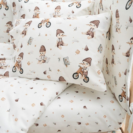 Vesta Home Set Baby Duvet Cover with Pillowcase Beige 120x160cm