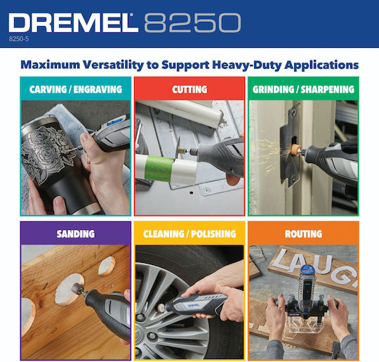 Dremel 8250 Περιστροφικό Πολυεργαλείο Brushless 12V 1x2Ah με Ρύθμιση Ταχύτητας