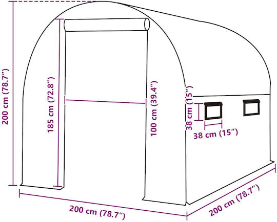 vidaXL 316447 Pad Seră 2x2x2m