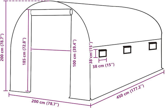 vidaXL 316449 Greenhouse Cover 4.5x2x2m