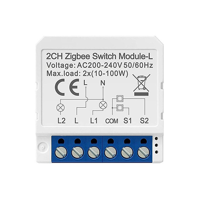 Avatto Smart Switch 2 Καναλιών ZigBee (χωρίς Ουδέτερο) (LZWSM16-W2)