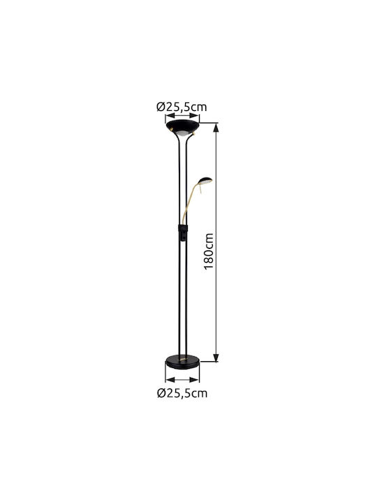 Globo Lighting Leonas LED Φωτιστικό Δαπέδου Υ180xΜ25.5εκ. με Θερμό Λευκό Φως 1690lm Μαύρο