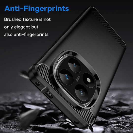 Techsuit Carbon Umschlag Rückseite Silikon Schwarz (Xiaomi Poco F7 Pro)