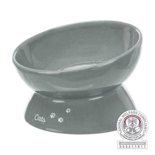 Trixie Ergonomic Shape Ceramic Bowl Food & Water for Dog & Cat with Base 350ml 17cm in Gray Color