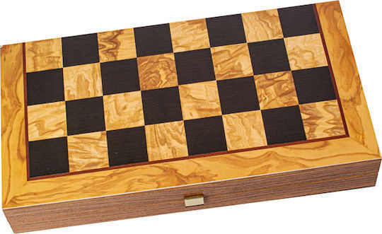 Manopoulos Τάβλι/Σκάκι από Ξύλο Ελιάς με Πούλια 38x20cm