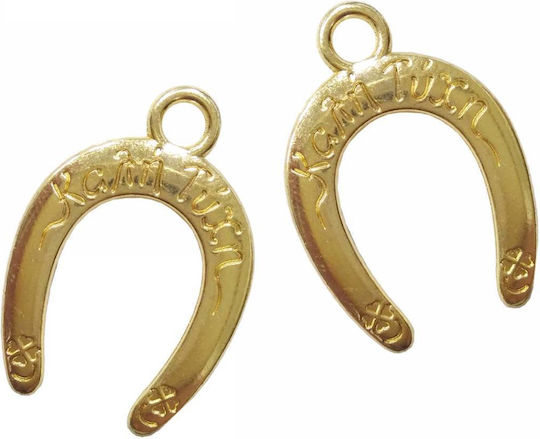 Kostibas Fashion Horseshoe Good Luck Metallic Pendant Motif for Jewelry Gold 3.8x2.6cm. Set 25pcs
