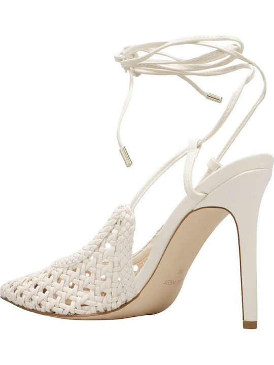 Synthetic Leather Ecru High Heels
