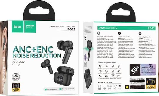 Hoco EQ22 In-ear Bluetooth Handsfree Earphones with Charging Case Black