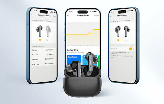 Earfun Air2 In ear Bluetooth хендсфри Слушалки с Устойчивост на Пот и Кутийка за Зареждане Черен