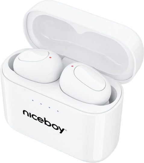 Niceboy Podsie 3 In-ear Bluetooth Handsfree Căști cu Carcasă de Încărcare Polar White