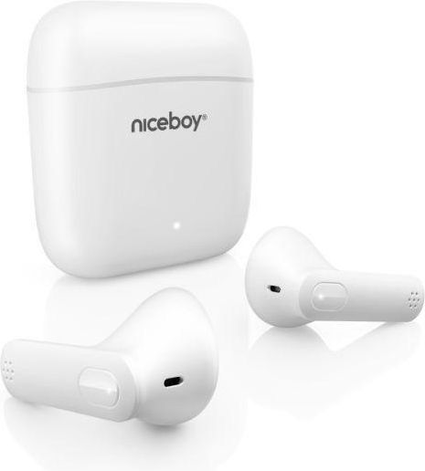 Niceboy HIVE Beans In ear Bluetooth хендсфри Слушалки с Устойчивост на Пот и Кутийка за Зареждане Бял