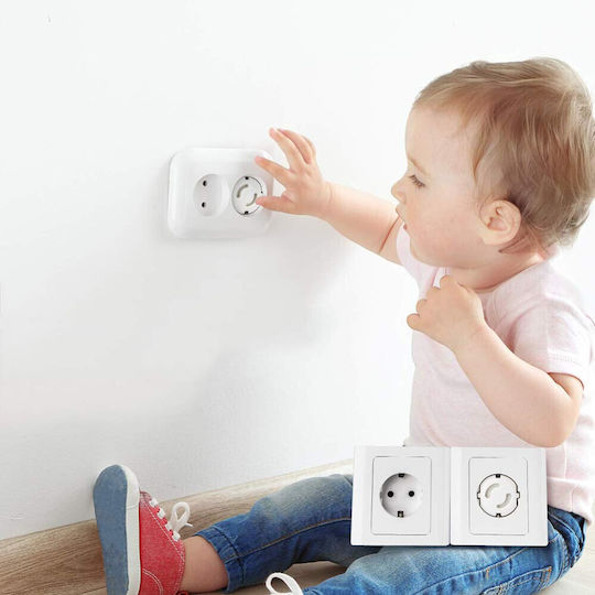Socket Protective Cover Simple Placement made of Plastic in White Color 4pcs