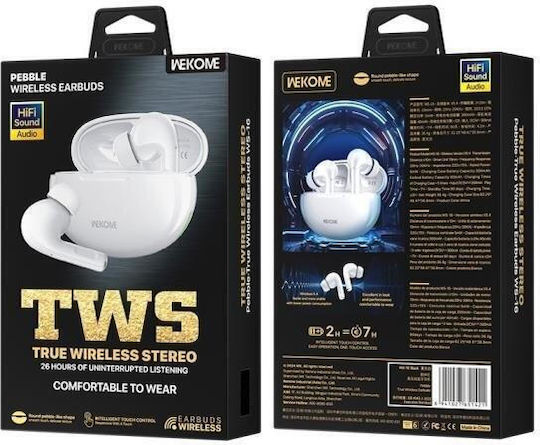 WK WS-16 In-ear Bluetooth Handsfree Ακουστικά με Θήκη Φόρτισης Λευκά