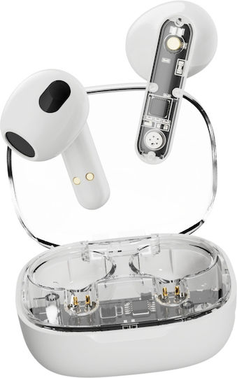 Streetz T150 Earbud / In-ear Bluetooth Handsfree Ακουστικά με Θήκη Φόρτισης Διάφανο