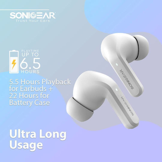Sonic Gear TWS12ANCW In-ear Bluetooth Handsfree Ακουστικά με Θήκη Φόρτισης Λευκά