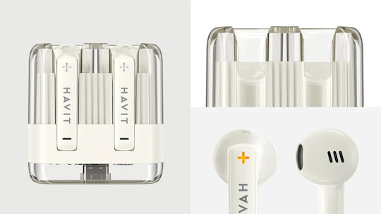 Havit TW981 Earbud Bluetooth Handsfree Ακουστικά με Θήκη Φόρτισης Μπεζ