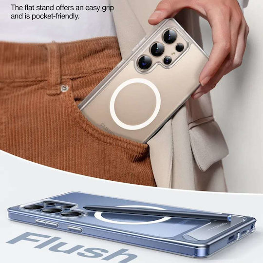 Torras Pstand Umschlag Rückseite Silikon Transparent (Galaxy S25 Ultra,Samsung S25 Ultra)