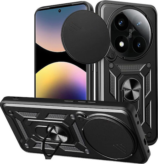Bodycell Slide Cover Back Cover Μεταλλικό Μαύρο (Redmi Note 14 Pro 4G)