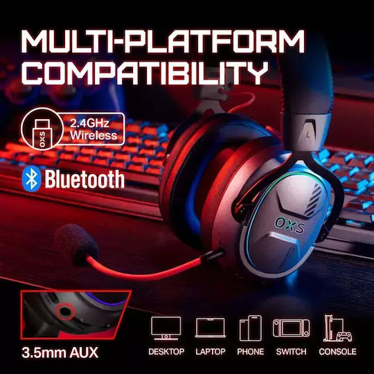OXS Storm G2 Ασύρματο Over Ear Gaming Headset με σύνδεση Bluetooth / USB Λευκό for Nintendo Switch / PC / PS4 / PS5 / XBOX