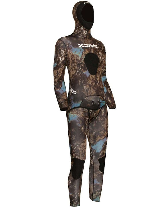 XDive Bajo Divisible Shaved Wetsuit with Chest Pad for Spearfishing Camouflage Brown 5mm