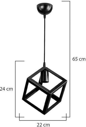 GloboStar Dise Pendant Light Black with Socket E27 22x22x24cm