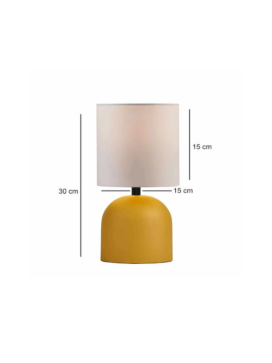 GloboStar Loren Metal Table Lamp for E14 Fitting with White Shade and Yellow Base