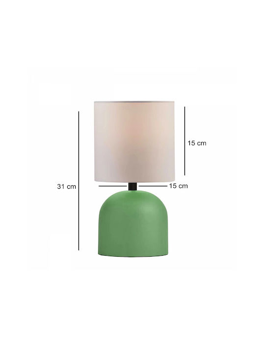 GloboStar Loren Metal Table Lamp for Socket E27 with White Shade and Green Base