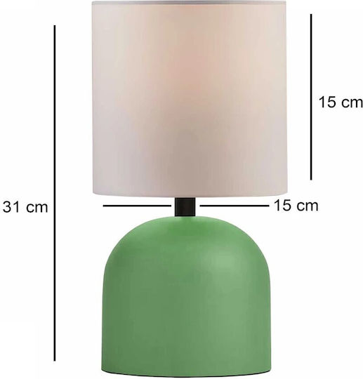 GloboStar Loren Metal Table Lamp for Socket E27 with White Shade and Green Base
