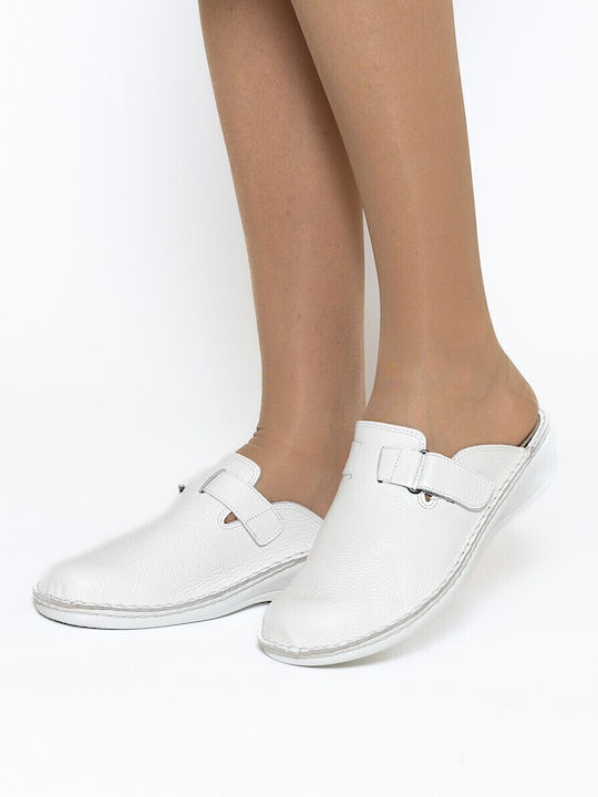 Emanuele Leather Anatomic White Clogs