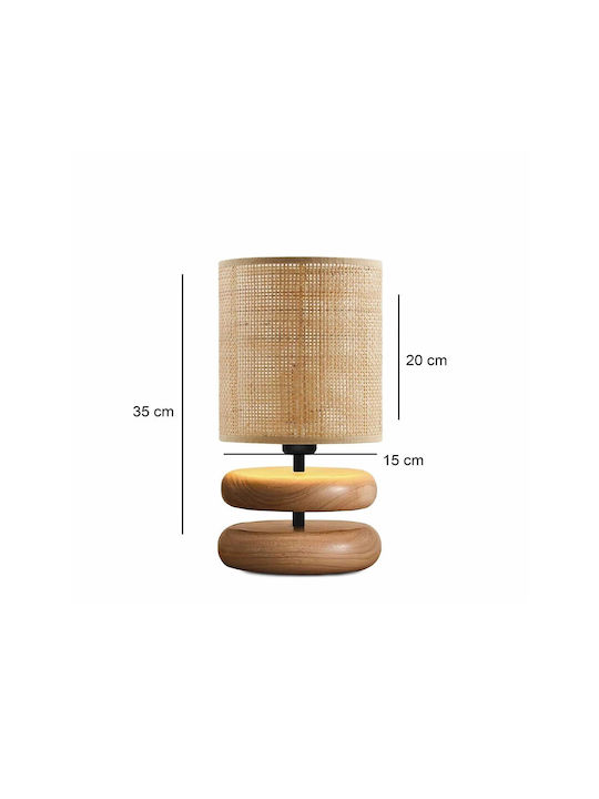 GloboStar Kloo Wood Table Lamp for Socket E14 with Brown Shade and Base