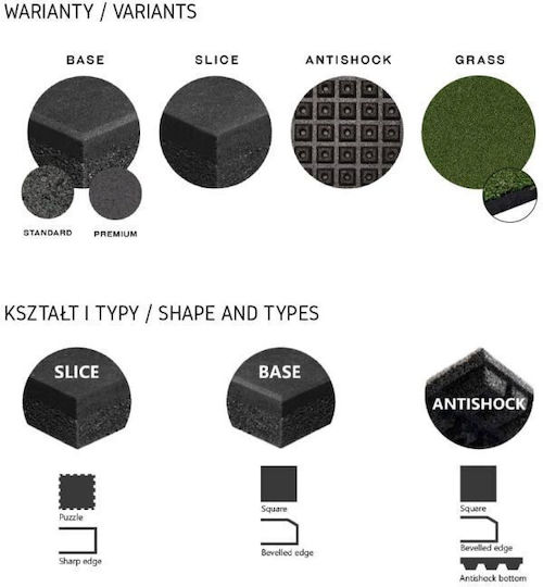 Tiguar Rubber Gym Floor Puzzle Mat Black 98x98x1cm