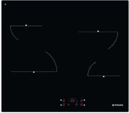 Pyramis PO78010008SIX + PHC62410FMB Φούρνος άνω Πάγκου 78lt με Κεραμικές Εστίες Π59.5εκ. Inox