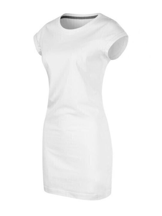 Sommer Mini Sportliches Damenkleid T-Shirt Kurzärmelig Weiß