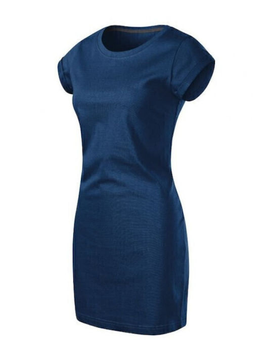 Sommer Mini Sportliches Damenkleid Kurzärmelig Blau