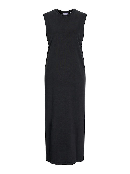 Summer Midi Knitted Dress with Tearing Black